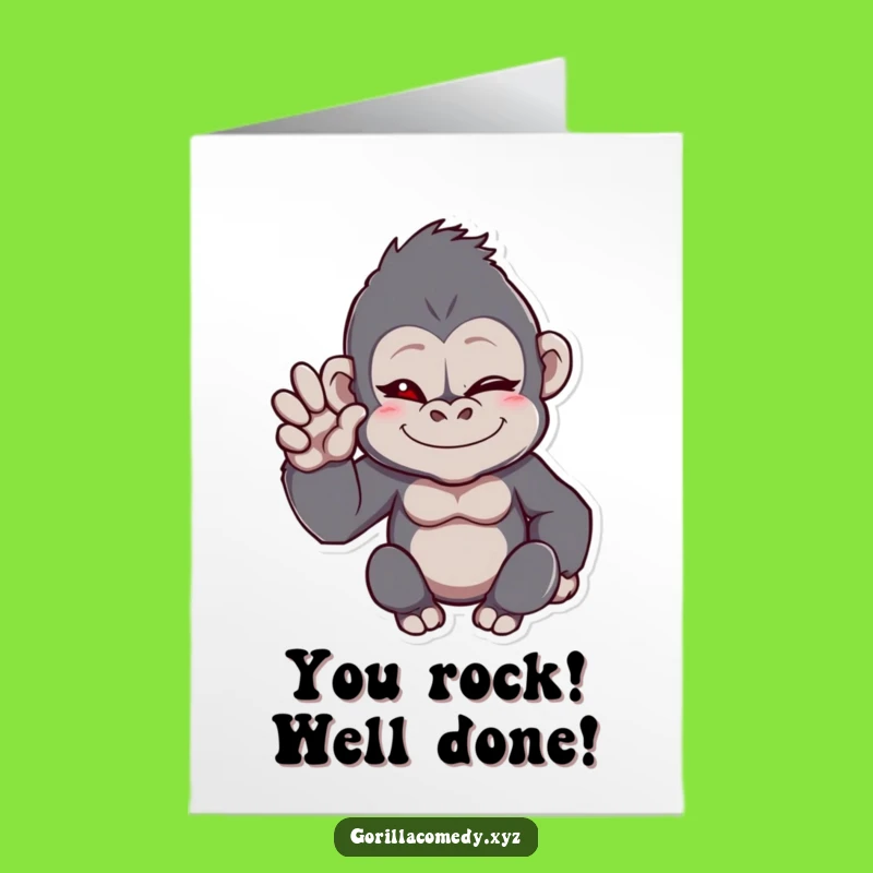 Free Printable Congrats Card: Winking Gorilla Friend, Humorous Downloadable