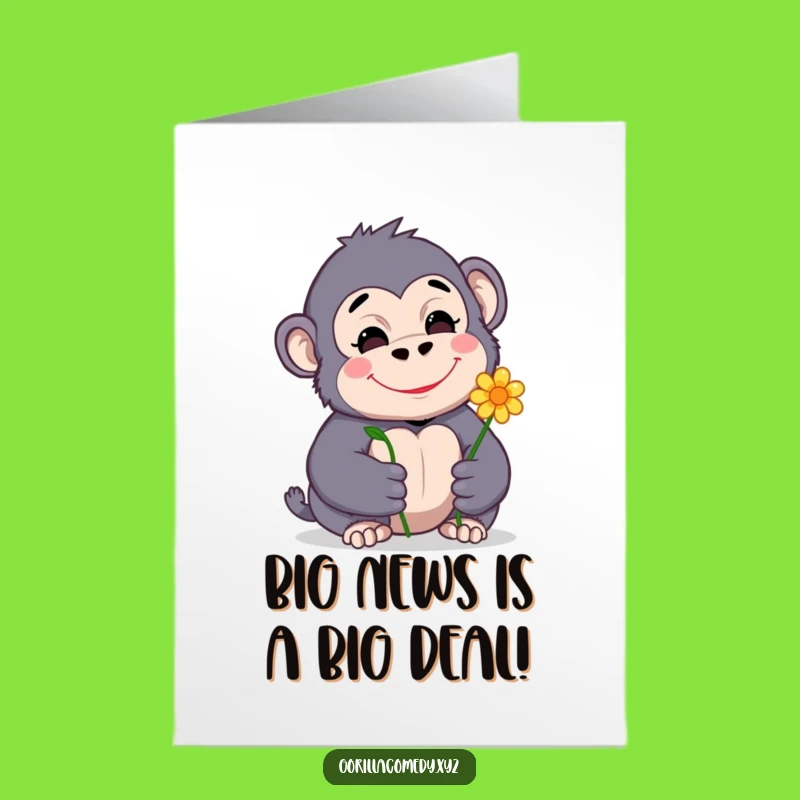 Free Printable Congratulations Card: Sweet Gorilla Flower Offer - Funny Downloadable Surprise