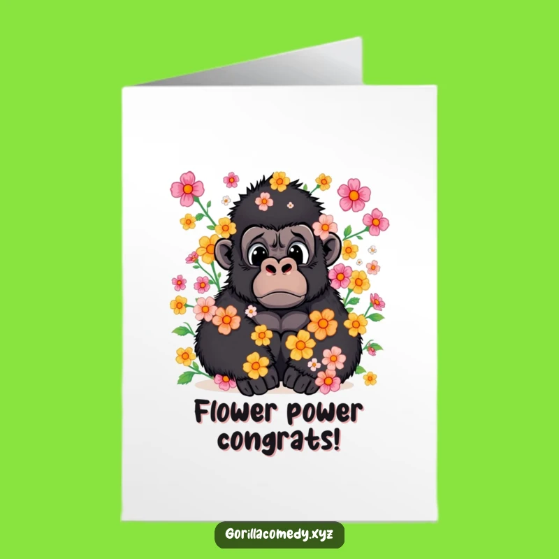 Free Printable Flower Gorilla Card: Blooming Congrats Download Surprise