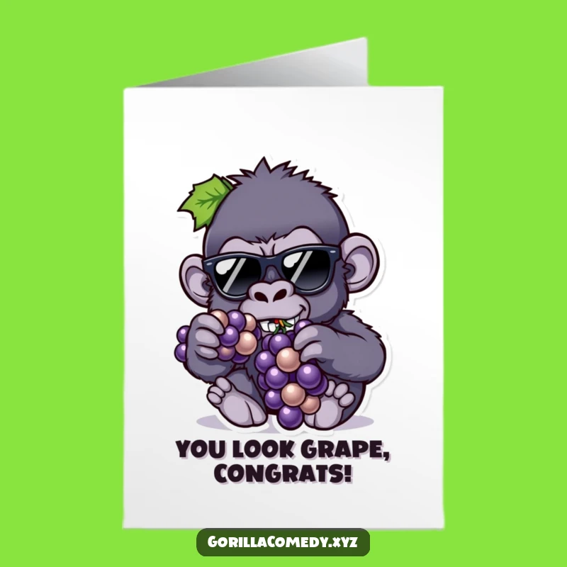 Free Printable Gorilla Congrats Card: Chill Vibes Downloadable Gift