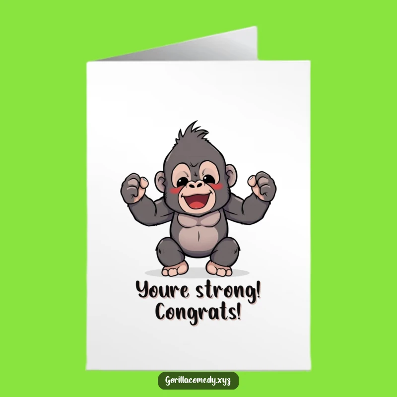 Free Printable Kawaii Gorilla Flex Card: Funny Downloadable Gift for Victories