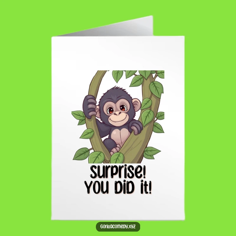 Free Printable Peeking Gorilla Congrats Card: Funny Downloadable Gift