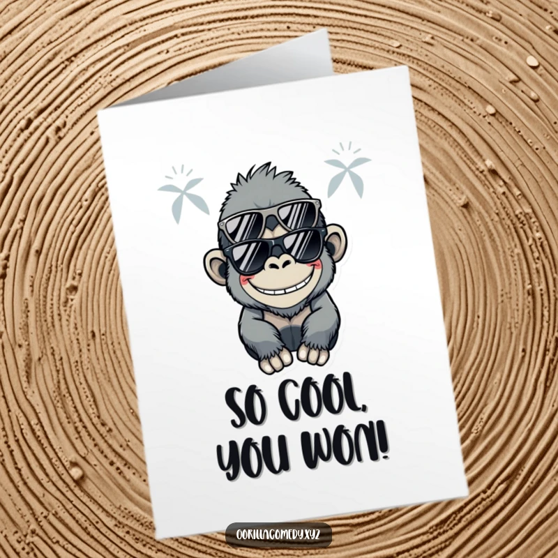 Funny Free Printable Congratulations Card: A Kawaii gorilla sporting stylish sunglasses and a big, confident grin.