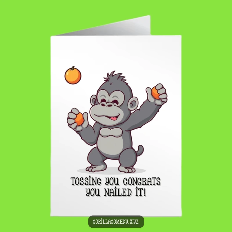 Free Printable Gorilla Congrats Card: Mischievous Toss, Funny Success