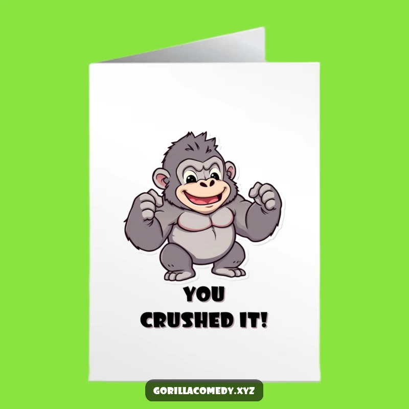 Free Printable Congratulations Card: Muscular Gorilla Flexing for Victorious Achievements