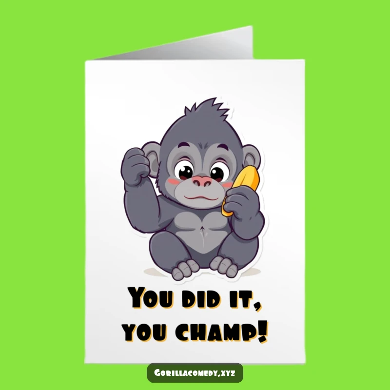 Kawaii Gorilla Banana Congrats Card Free Printable Downloadable Humor Gift