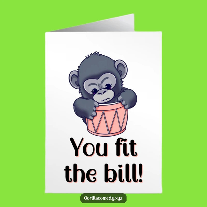 Free Printable Congrats Card: Curious Gorilla Drum Fit, Funny Downloadable & Quirky