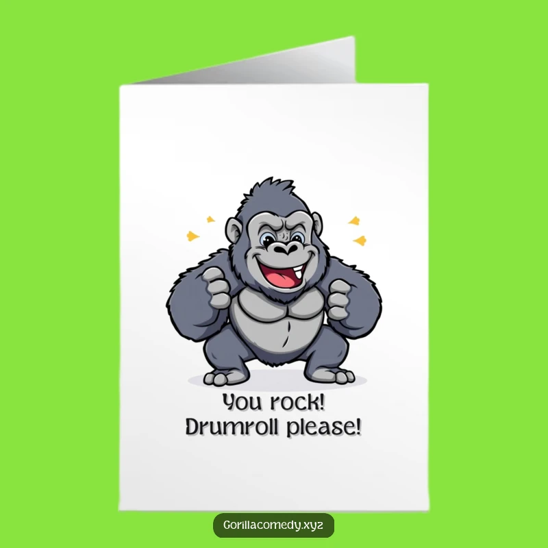 Free Printable Cheerful Gorilla Congrats Card: Victorious Downloadable Message for Big Wins