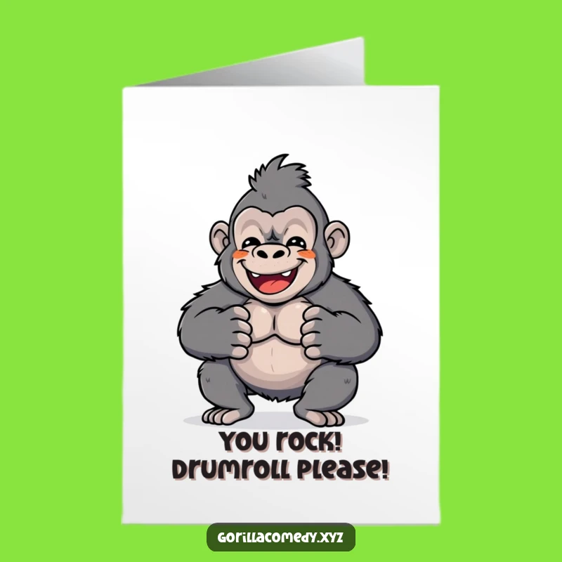 Free Printable Kawaii Gorilla Cheers Card: Funny Downloadable Gift for Wins