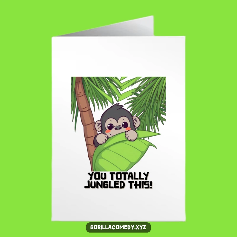 Free Printable Kawaii Gorilla Congrats Card - Jungle Surprise Success Downloadable Gift