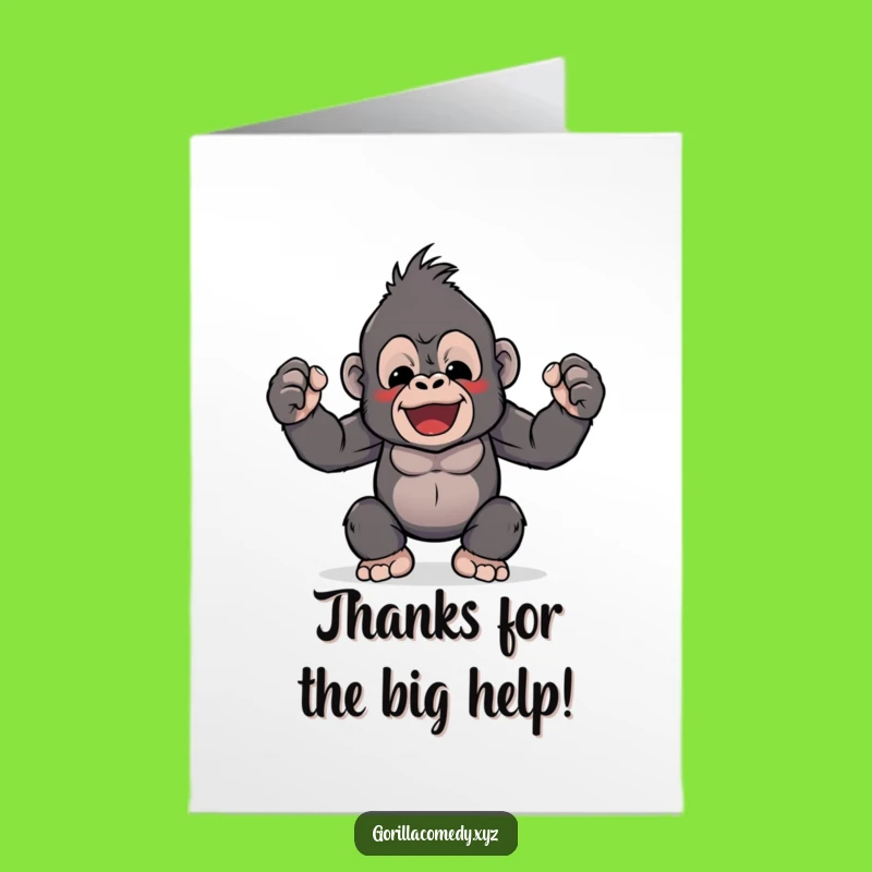 Free Printable Kawaii Gorilla Thanks Card: Funny Downloadable Gift of Strength