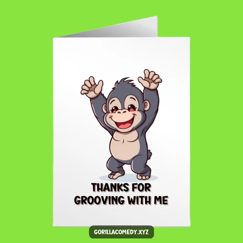 Free Printable Thank You Card: Dancing Kawaii Gorilla - Grateful Downloadable Message