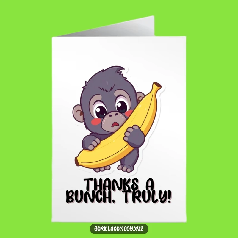 Free Printable Thank You Card: Funny Kawaii Gorilla Banana Gift Downloadable