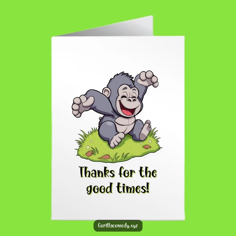 Free Printable Thank You Card: Gorilla Tumble Joy, Humorous Downloadable.