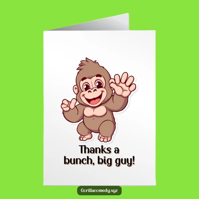Free Printable Thank You Card: Gorilla Wave Funny Downloadable Gift of Gratitude