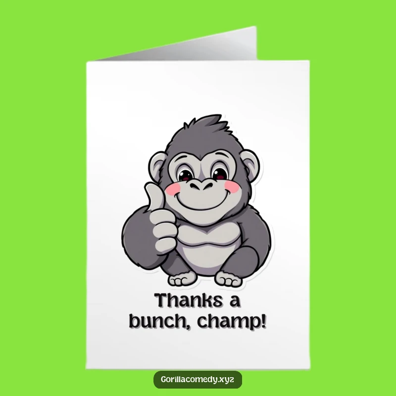 Free Printable Thank You Card: Kawaii Gorilla Thumbs Up for Gratitude