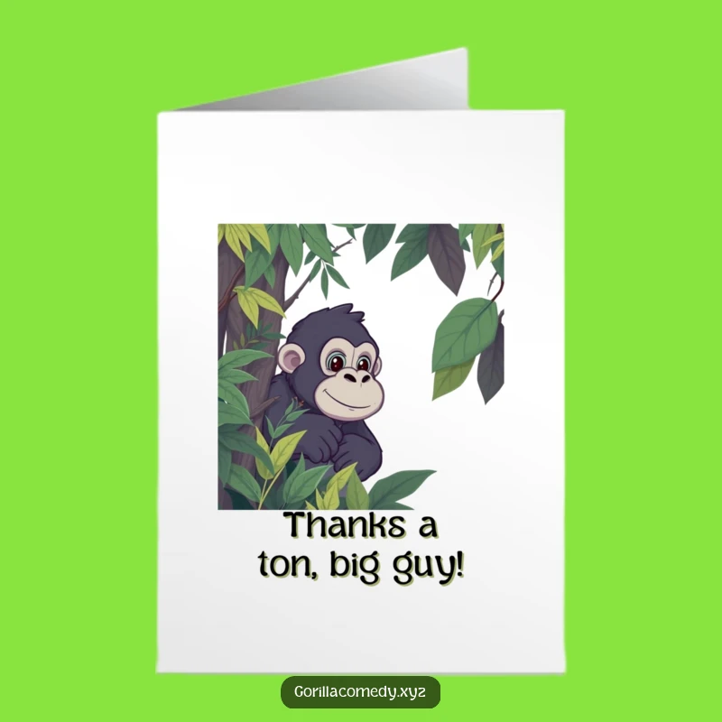 Free Printable Thank You Card: Gorilla Jungle Peek, Humorous Downloadable.