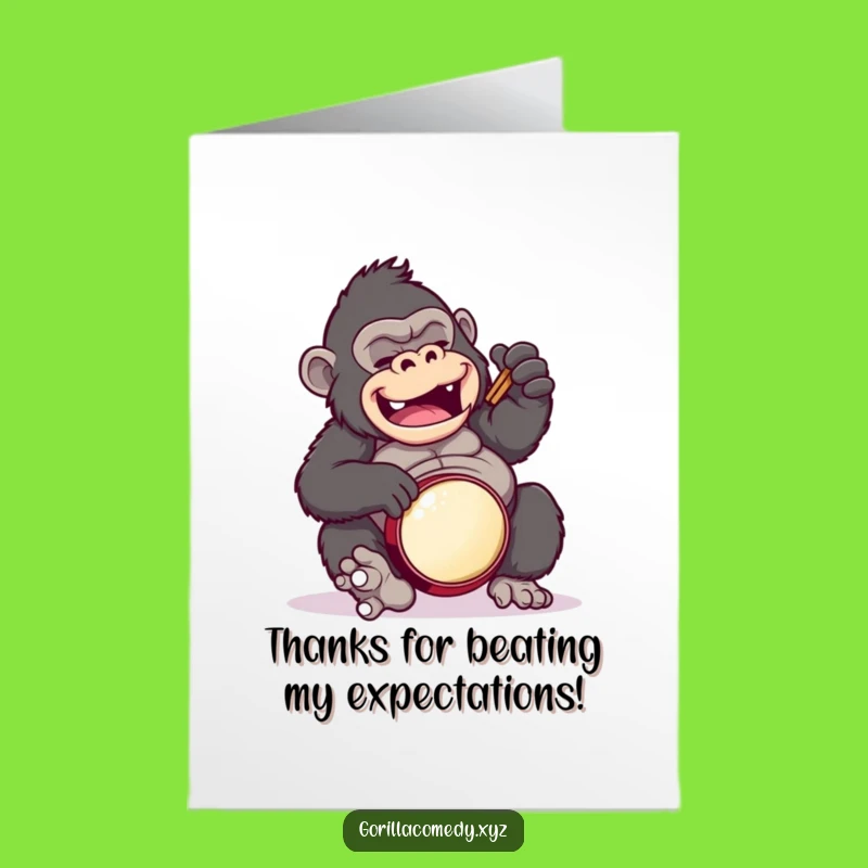Free Printable Gorilla Drummer Thank You Card - Funny Downloadable Appreciation