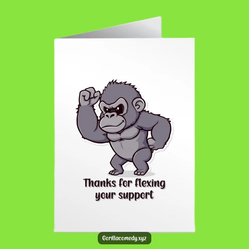 Free Printable Thank You Card: Strong Gorilla Flexing, a Powerful Gratitude