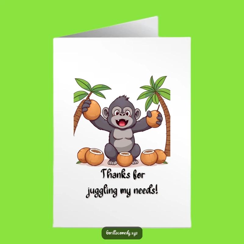 Cute Free Printable Kawaii Gorilla Thank You Card - Juggling Gratitude Downloadable