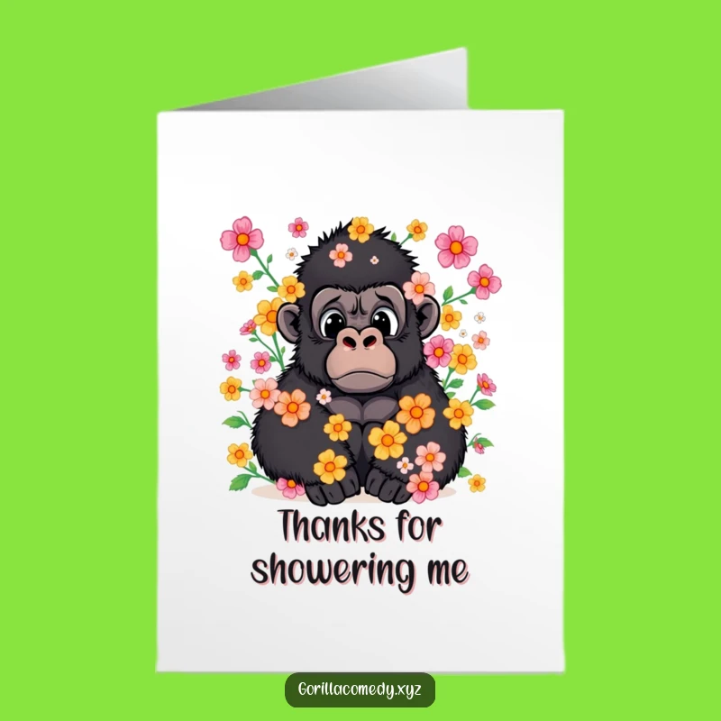 Free Printable Flower Gorilla Card: Floral Thanks Download Surprise