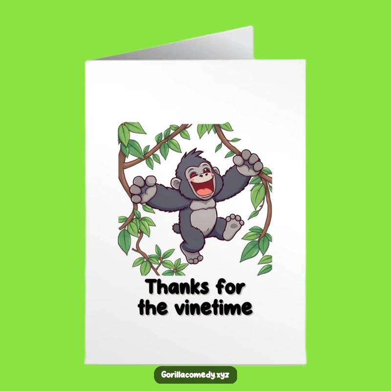 Free Printable Kawaii Gorilla Thank You Card Joyful Leap Funny Downloadable Gift