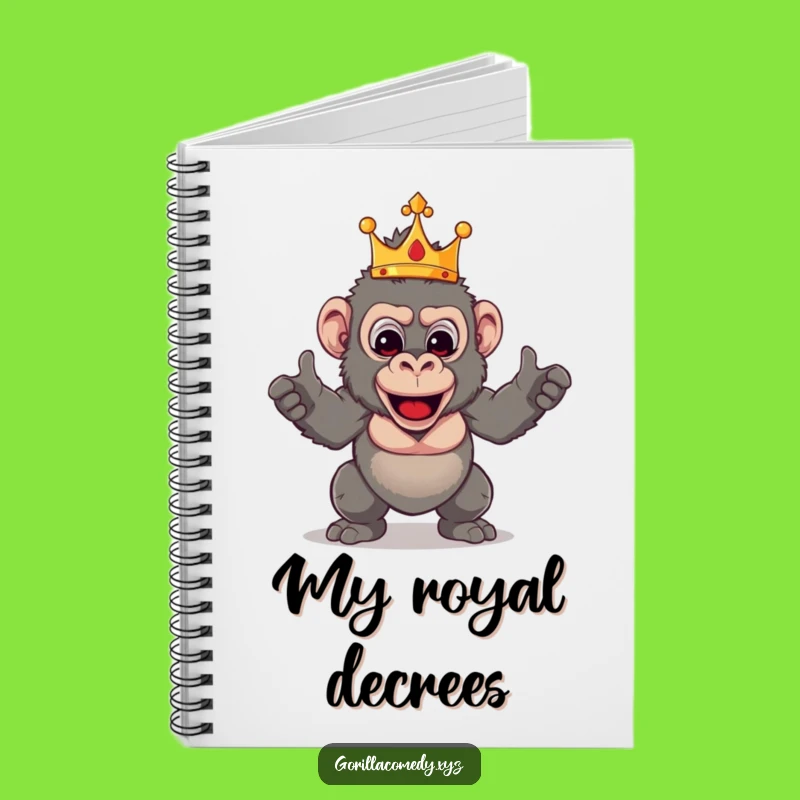 Funny Gorilla King Notebook: Regal Primate Pose Journal, Perfect Funny Gift