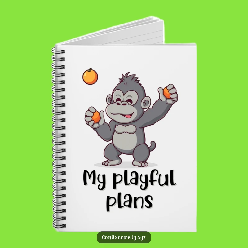 Funny Mischievous Gorilla Fruit Toss Notebook - Primate Stationery