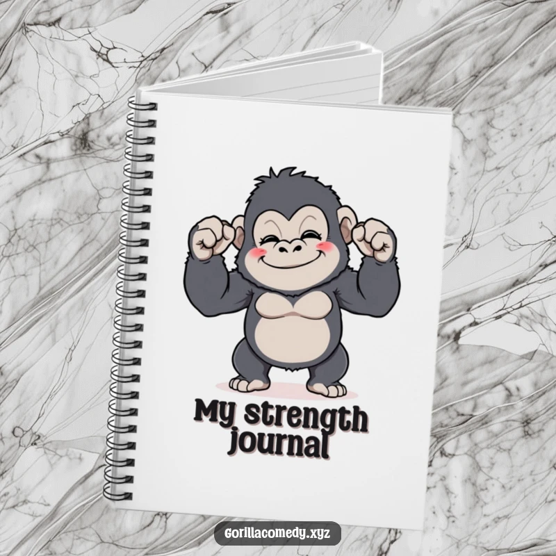 Funny Gorilla Flex Notebook: A lined notebook featuring a grinning gorilla comically flexing its tiny biceps, perfect for funny gift ideas.