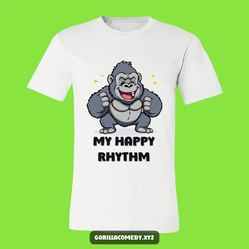 Funny Cheerful Gorilla Chest Pound T-Shirt - Show Your Happy Beat