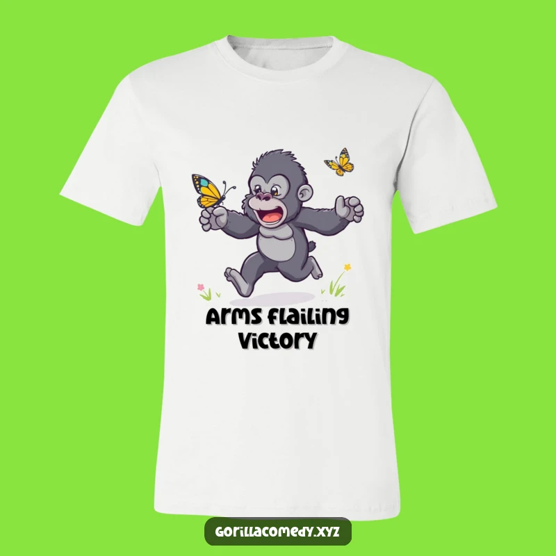 Funny Gorilla Butterfly Race T-Shirt: Wear Your Excitement with this Hilarious Tee
