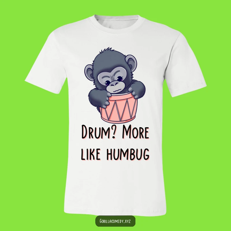 Funny Gorilla Drum T-Shirt: Curious Primate's Tiny Fit Tee, Hilarious Gift