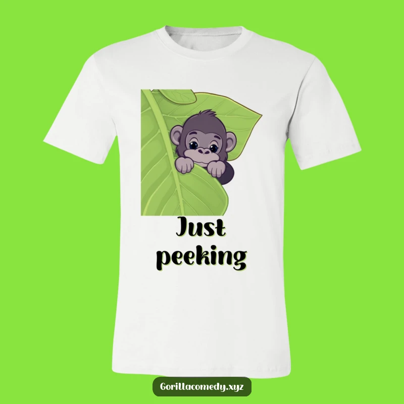 Funny Gorilla Leaf Peeker T-Shirt - Jungle Intrigue Humor Tee