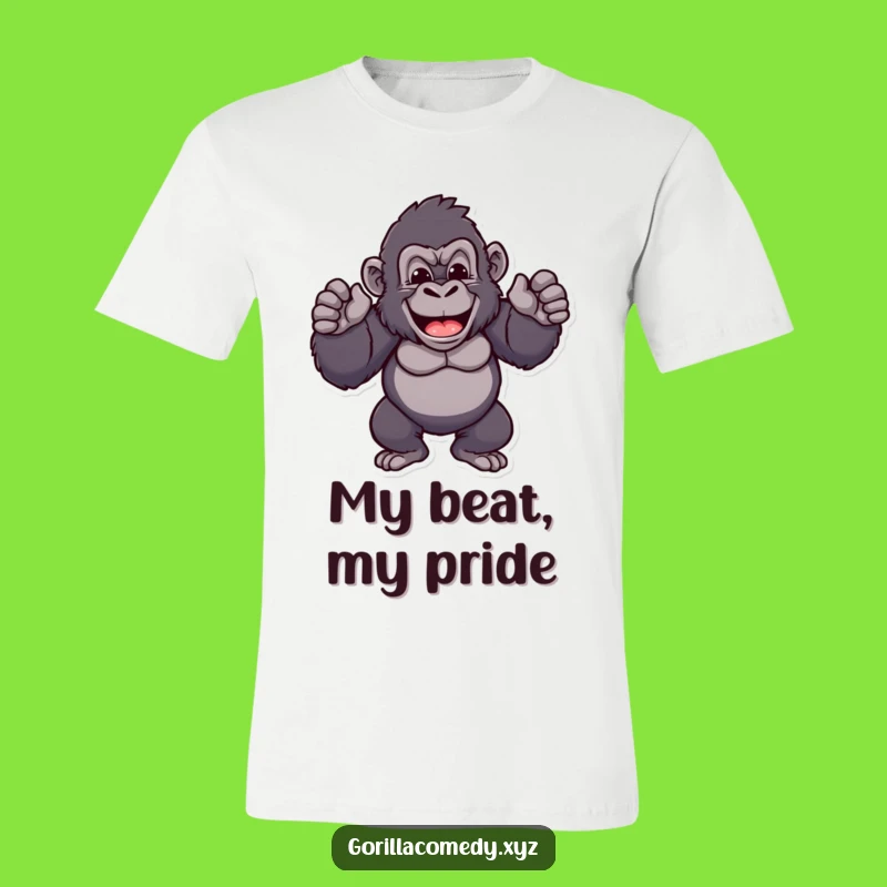 Funny Proud Gorilla Chest Beat T-Shirt: Cheerful Ape Statement Tee
