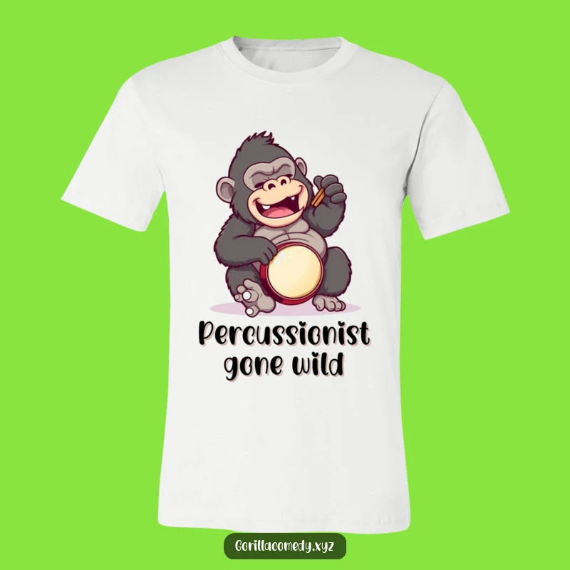 Funny Gorilla Drummer T-Shirt: Clumsy Belly Solo, Rock Star Ape