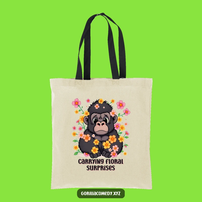 Funny Gorilla Flower Shower Tote Bag: Carry Your Surprises with Comical Style