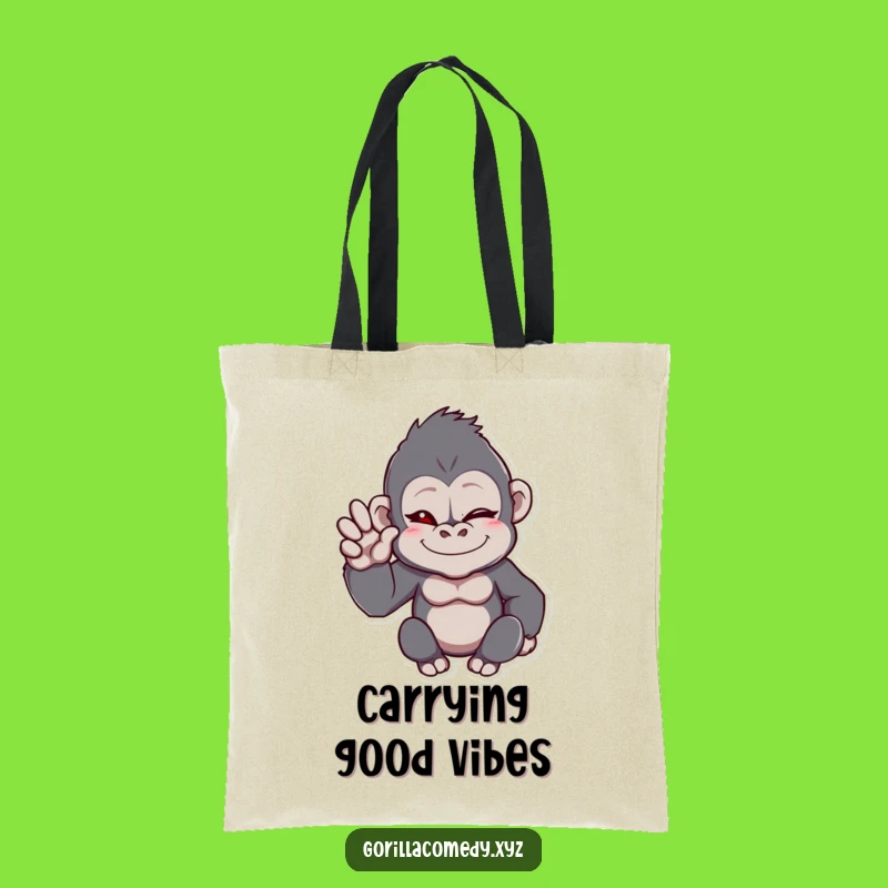 Funny Winking Gorilla Wave Tote Bag - Carry Humor, Practical Funny Gift