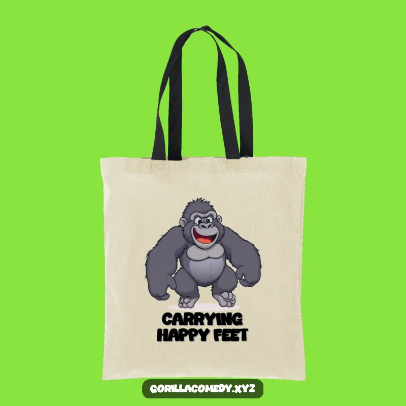 Funny Gorilla Happy Feet Tote Bag: Carry Your Essentials with Comical Flair