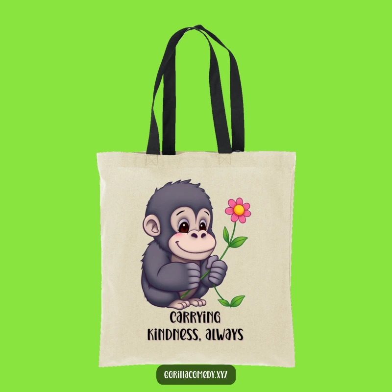 Funny Gorilla Flower Tote Bag - Carry Your Essentials with Gentle Charm