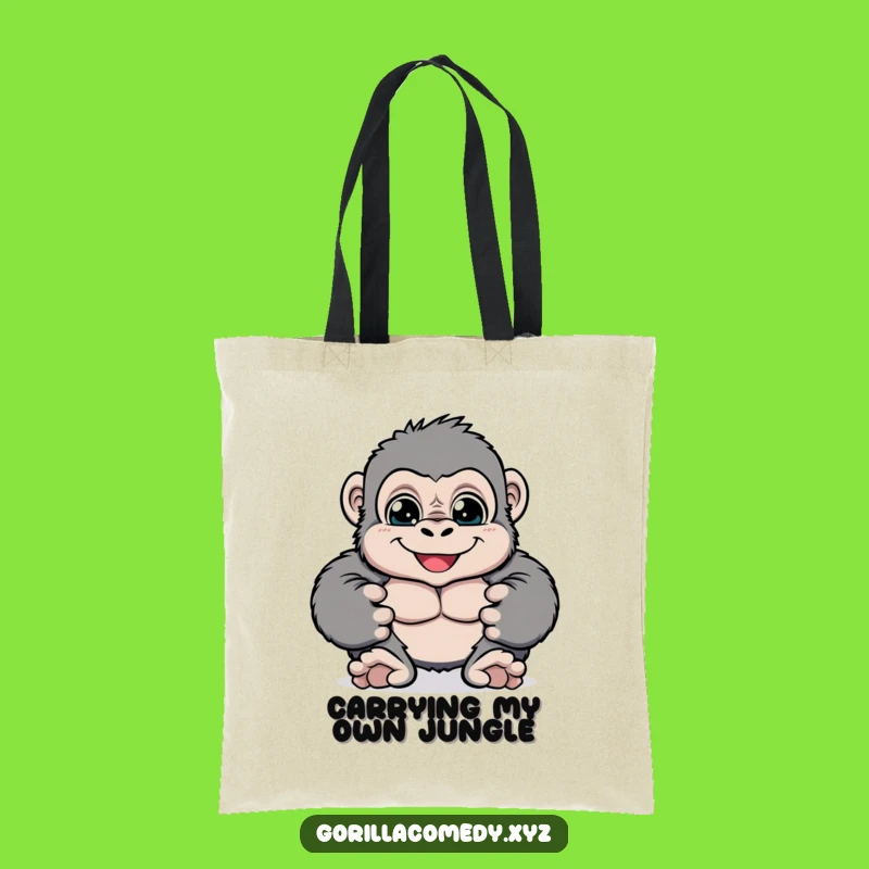 Funny Cheerful Gorilla Tote Bag: Playful Primate Carryall Gift