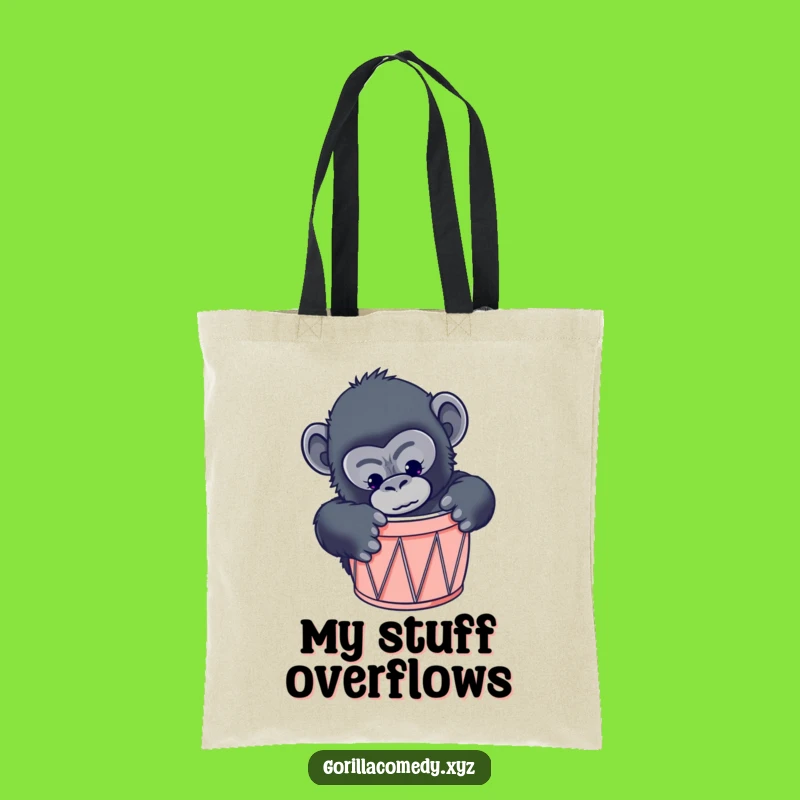 Funny Gorilla Drum Tote Bag: Curious Primate's Tiny Fit Accessory, Gift Idea