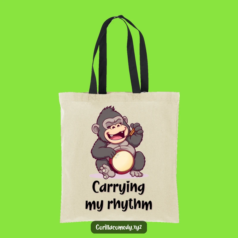 Funny Gorilla Drummer Tote Bag: Carry Your Musical Mayhem