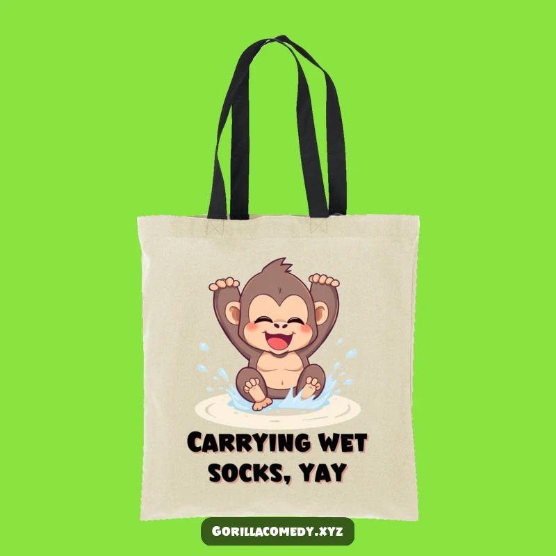 Funny Gorilla Puddle Tote Bag: Carry Fun with This Hilarious Gift!