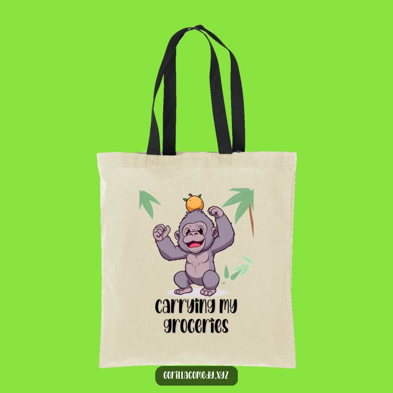 Funny Gorilla Tote Bag: Coconut Balance, Silly Carry-All